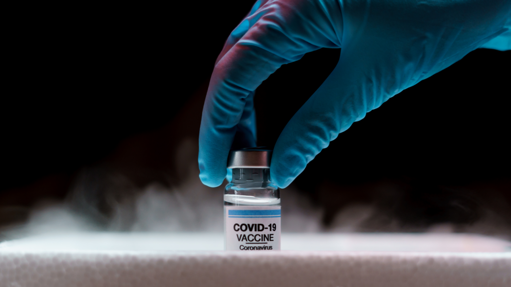 Background of Covid-19 Vaccine being stored at ultra-low temperature