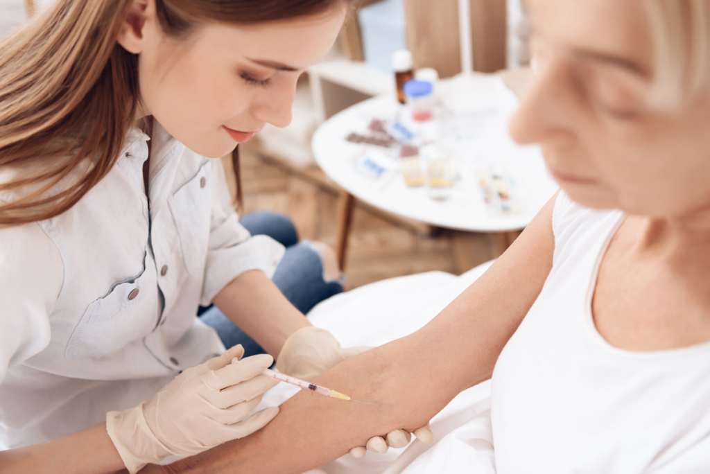 elderly women getting vaccine